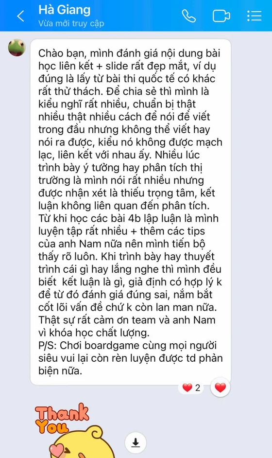 Feedback học viên qua tin nhắn 1