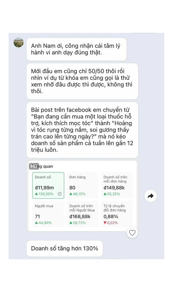 Feedback học viên kèm kết quả